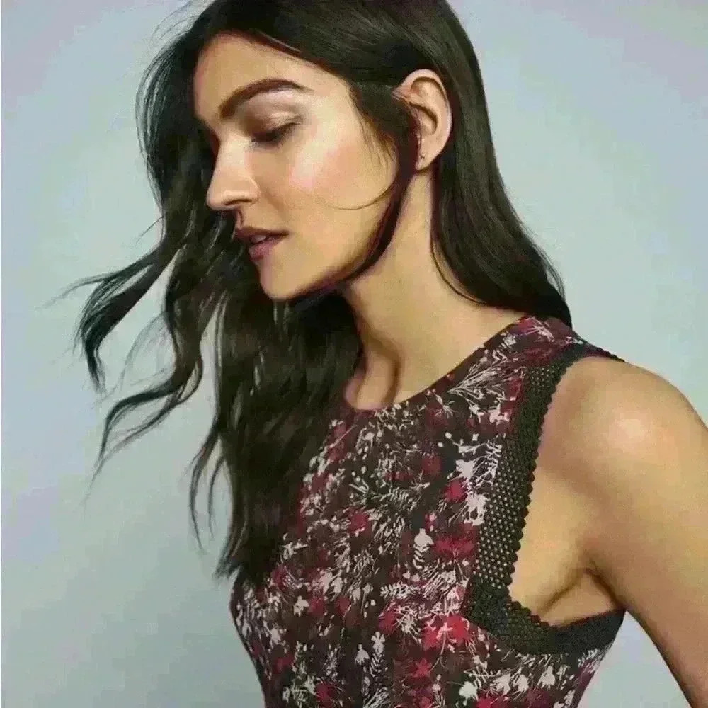 NWT REISS Louise Rose Print Fit & Flare
Dress Lace Trim Sz O - Picture 5 of 5